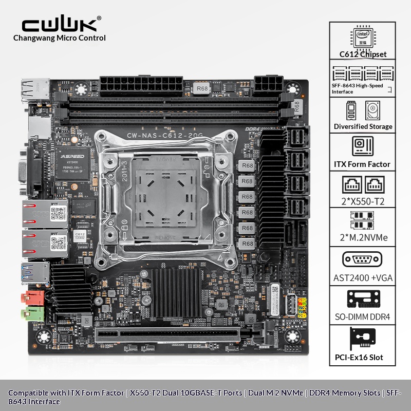 C612 LGA 2011-3 Xeon X99 Mothe - đánh giá và giá Nas Motherboard 8 Sata Mini Itx