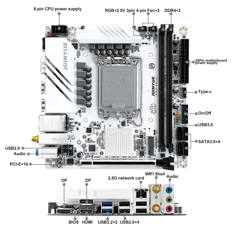 JGINYUE B760I GAMING Mini ITX  - đánh giá và giá Lga1700 Itx Motherboard Ddr5
